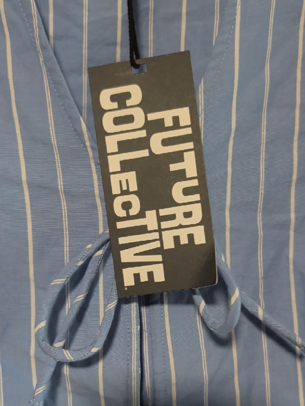 Future Collective Striped Tie-Front Blouse - Picture 2 of 5